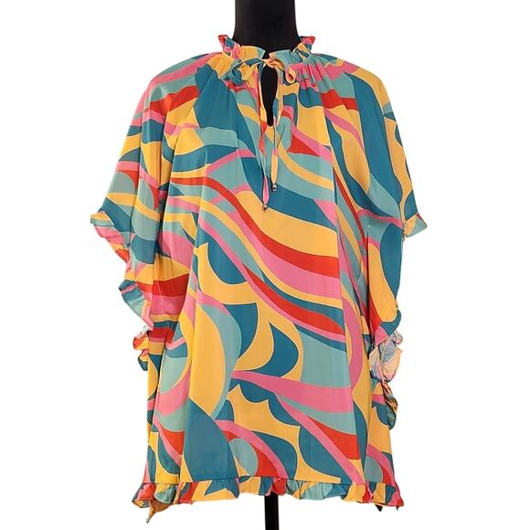 ENTRO Oversized  Ruffle Sleeve Blouse, Size S/M - Picture 1 of 11